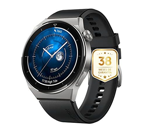 HUAWEI Watch GT 3 Pro 46mm Smartwatch, Cuerpo de Titanio, Esfera de Zafiro, monitorización de saturación de oxígeno y frecuencia cardíaca,Larga duración de la batería, Correa de fluoroelastómero Negro