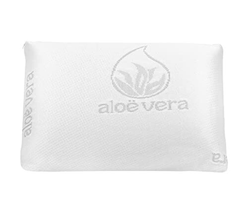 MERCURY TEXTIL - Almohada viscoelástica con Tejido de Aloe Vera, termoregulable adaptabilidad al Cuello de Alta recuperación. (Almohada Viaje)