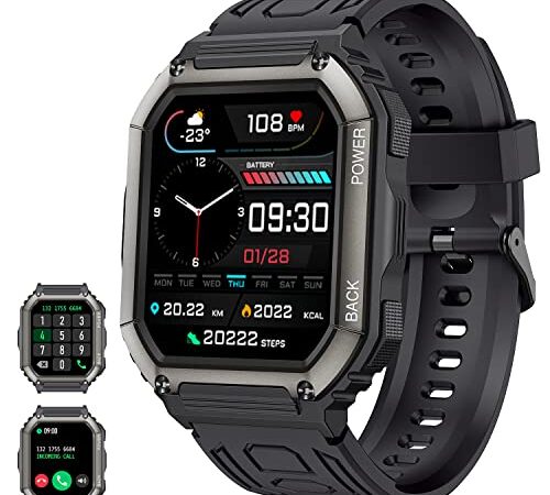 Motsfit Reloj Inteligente Hombre con Llamadas: Smartwatch Pulsometro Podometro Presion Arterial Pulsera Actividad Deportivo Impermeable Reloj Hombre con Bluetooth Marcacion para iPhone Android