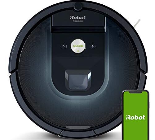 Robot aspirador Wi-Fi iRobot Roomba 981 - 2 cepillos goma multisuperficie - Mascotas -Recarga y reanuda -Sugerencias personalizadas -Compatible asistente voz y Coordinación Imprint -Más potencia, Azul