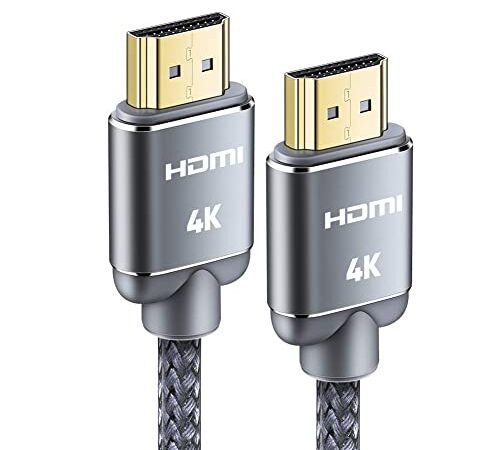 Snowkids Cable HDMI 4K 2metro Cable HDMI Trenzado de Nailon 4K@60Hz a 18Gbps Cable HDMI Compatible 3D, Función Ethernet, Video 4K 2160p, HD 1080p- Gris