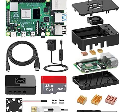 STUUC Raspberry Pi 4 Model B Kit 【8GB RAM+32GB 】 con Quad-Core A72,Lector de Tarjetas,Cable HDMI,Doble WiFi, Ventilador, 5V 3A Adaptador con Interruptor