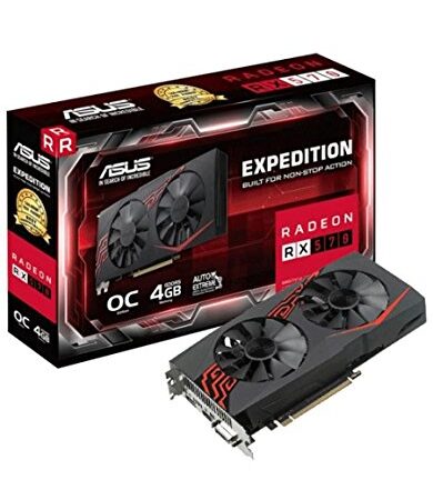 ASUS Expedition Radeon RX 570 - Tarjeta gráfica (4 GB GDDR5, 256 bits, 7000 MHz, OpenGL 4.5, DVI-D, HDMI 2.0) Negro