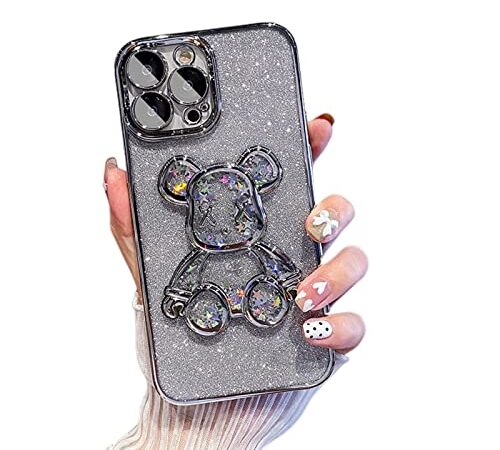 FORKIS iPhone 14 Case La Caja De Teléfono Móvil Shiny Bear Es Adecuada para Iphone14Pro13 12 Película De Silicona Suave-For iPhone 14 Plus,C