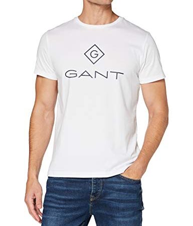 GANT Lock Up SS T-Shirt Camiseta, White, S para Hombre