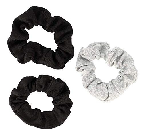 Glamour Style, 3 Classic Scrunchies Cabello, 2 Negro, 1 Gris