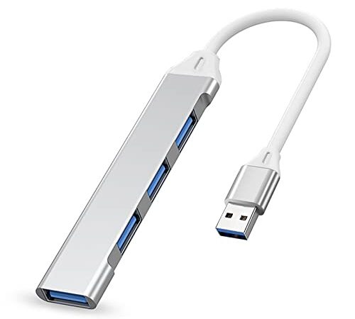 IZyufan Hub USB,Adaptador Multipuerto USB 4 en 1 con 1 Puerto USB 3.0, 3 Puertos USB 2.0 Hub USB,Conector USB Multiple,para PC,Computadora Portátil,MacBook,Unidad Flash USB/HDD Móvil y Más