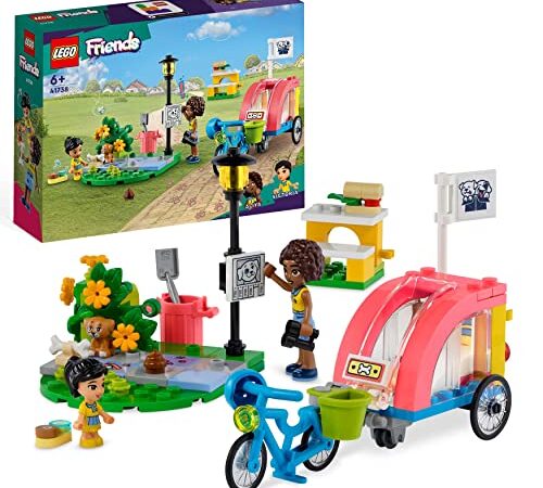LEGO 41738 Friends Bici de Rescate Canino, Juguete de Veterinaria para Niños de 6 Años o Más, Perrito y Mini Muñecas Aliya y Victoria, Personajes 2023