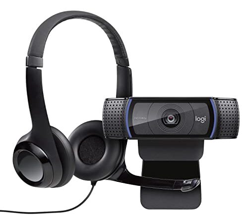 Logitech C920 HD Pro Webcam + H390 Auriculares con Cable