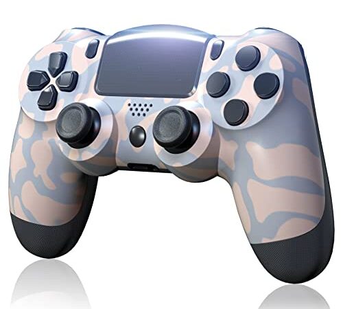 Mando Inalámbrico para PS4, Controlador de Doble Vibración de Alto Rendimiento Compatible con Play4/Pro/Slim/PC con Función de Sensor Giroscópico de 6 Ejes，Audio，Batería de 1000mAh (Gray)