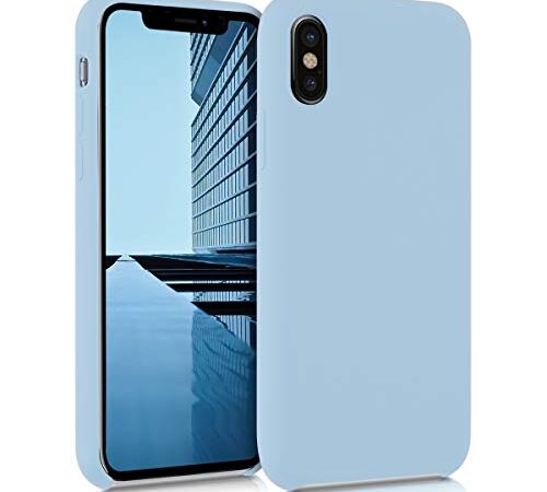 kwmobile Carcasa Compatible con Apple iPhone X Funda - Case TPU y Silicona antigolpes - Apto Carga inalámbrica - Azul Pastel