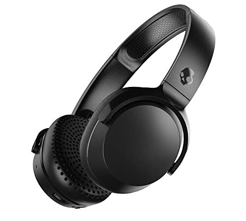 SKULLCANDY Riff 2 Auriculares inalámbricos Bluetooth/compatibilidad iPhone y Android / 34 Horas de Audio/tecnología de Tile/Ideal para música, Viajar, y Gimnasio/micrófono Integrado - Negro