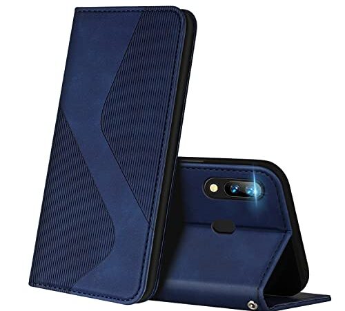 ZONNAVI Funda para Huawei P Smart 2019, Funda Libro de Cuero con Ranura para Tarjeta y Magnético, Wallet Flip Caso Cubierta Case Carcasa para Huawei P Smart 2019 (Azul)