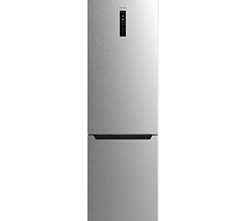 Cecotec Frigorífico Combi 2 Puertas Bolero CoolMarket Combi 322 Inox D. 322 L, Altura 185 y 60 cm de Ancho, Bajo Consumo, Motor Inverter, Sistema Multi Air Flow, Total No frost