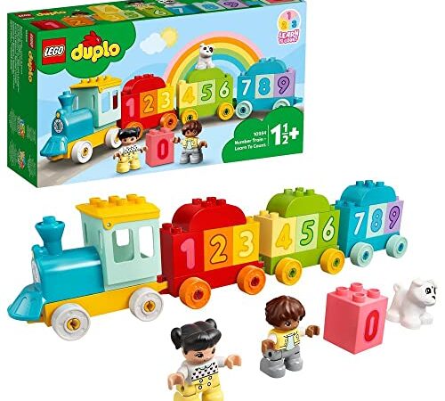 LEGO 10954 Duplo Tren de los Números: Aprende a Contar, Juguete para Niños de 1.5, 2 y 3 Años o Más, Set con Perrito y Figuras Educativas para Bebés