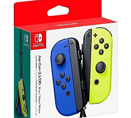 Par de mandos Joy-Con de Nintendo Switch, azul izquierdo y amarillo neón derecho [videojuego]