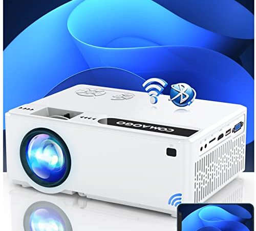 Proyector, 5G WiFi Bluetooth 5.1, 9800 lúmenes Actualizar Mini HD, sincronizar proyectores de películas en Pantalla, Cine en casa para HDMI, USB, VGA, PC, TV Box, teléfono iOS Android