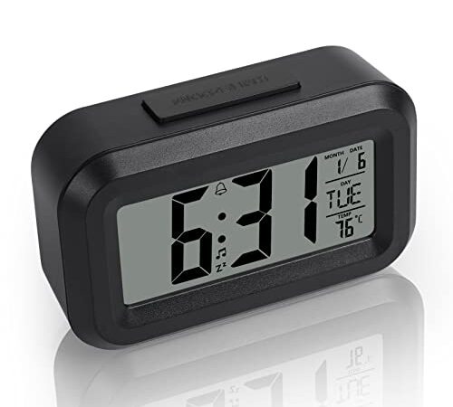 Vicloon Reloj de Cabecera,Reloj Despertador Digital de 12/24 Horas con Retroiluminación LCD,Inteligente Reloj Despertador Digital para Dormitorio,Oficina,Viaje